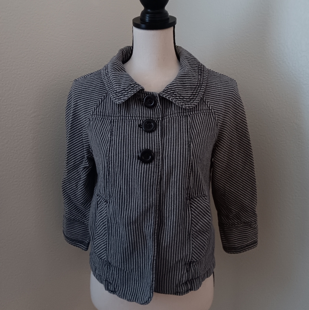 LARRY LEVINE Black & White Striped Jacket